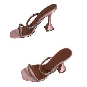 Amina Muaddi Sparkling Pink Gilda Sandals Size 5